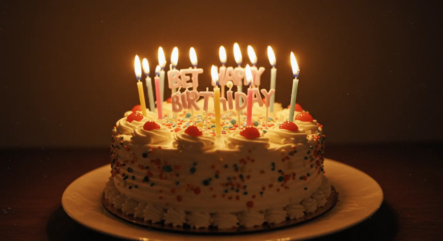 Delicious Happy Birthday Cake decorated with colorful frosting and candles