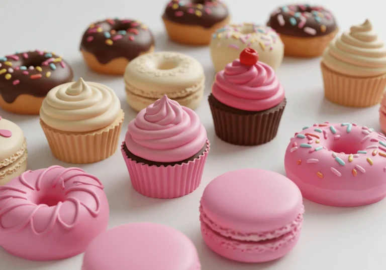 A variety of colorful cake pop molds filled with batter, ready for baking.